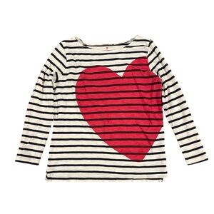 Crewcuts Long Sleeve Striped Shirt with Red Heart